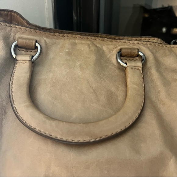Vintage Prada camel beige taupe bag briefcase handle crossbody authentic nude - Picture 3 of 15
